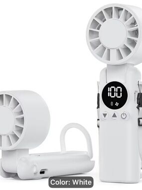 FAN White Portable Handheld Fan with LED Display. Front of Fan may vary.